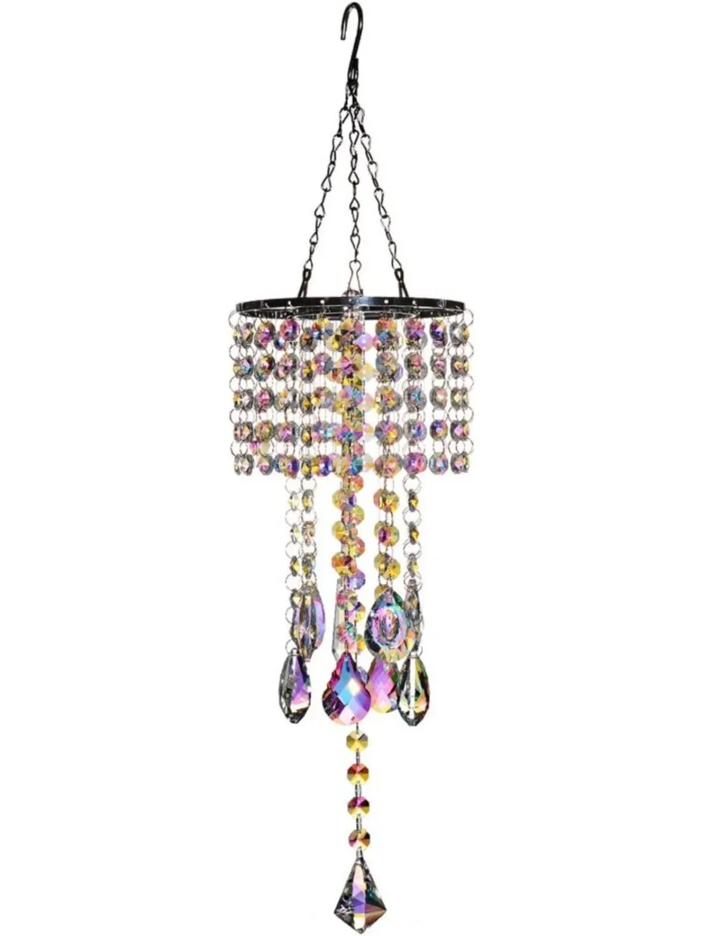 Crystal Chandelier Wind Chimes with AB Coating, Hanging Suncatcher for Garden
